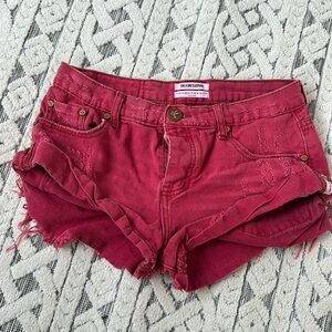 One Teaspoon Denim Bandit Shorts Red size 25